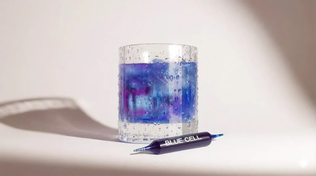 elegant studio photo glass with blue cell